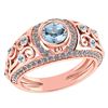 Certified 1.08 Ctw Aquamarine And Diamond Wedding/Engag
