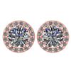 Certified 1.6 Ctw Diamond 14k Rose Gold Halo Stud Earri