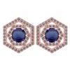 Certified 1.38 Ctw Blue Sapphire And Diamond 14k Rose G