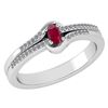 Image 1 : Certified 0.29 Ctw Ruby And Diamond 14k White Gold Halo