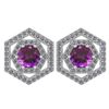 Image 1 : Certified 1.38 Ctw Amethyst And Diamond Platinum Halo S