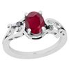 Image 1 : Certified 1.28 Ctw I2/I3 Ruby And Diamond 14K White Gol