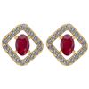 Image 1 : Certified 1.20 Ctw Ruby And Diamond VS/SI1 18k Yellow G