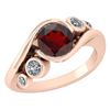 Image 1 : Certified 1.51 Ctw Garnet And Diamond VS/SI1 Ring 14K R