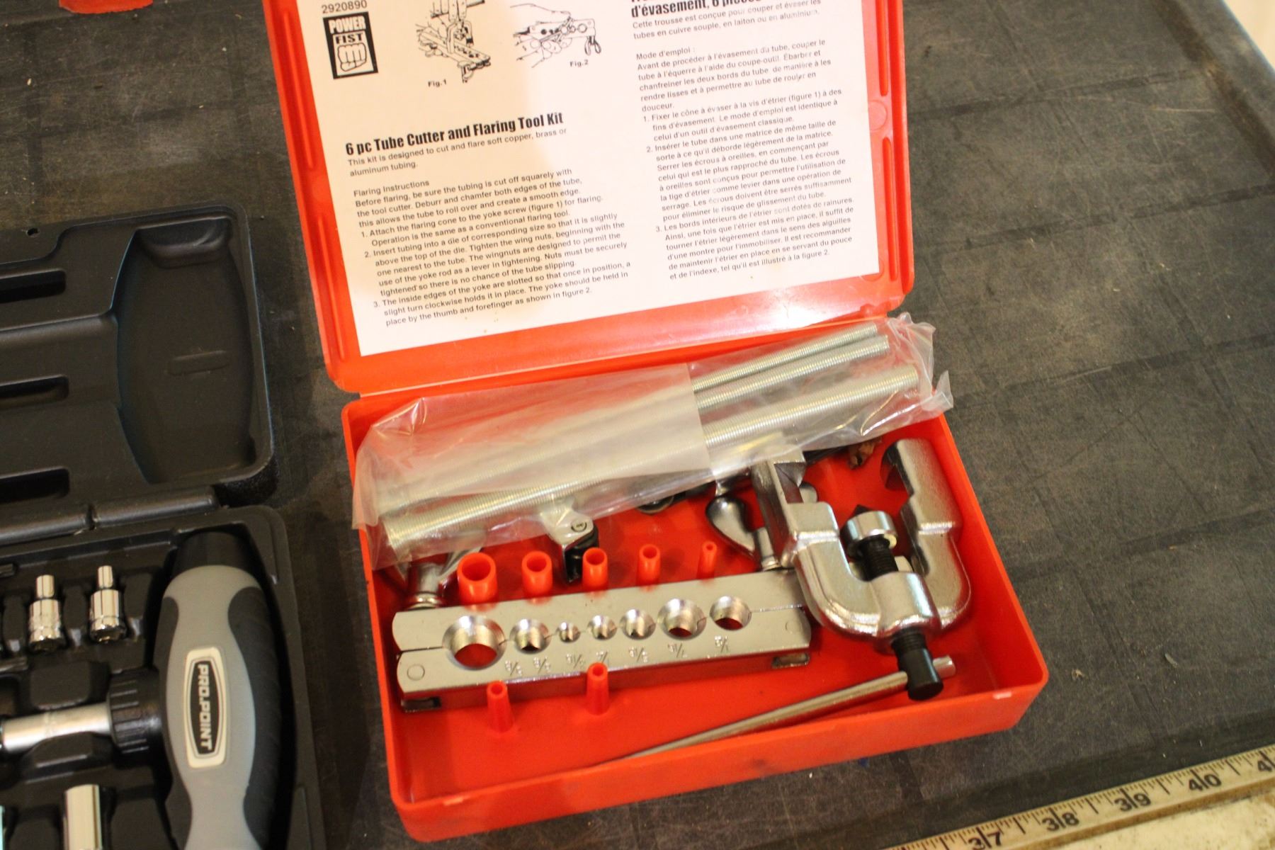 Pro Point Bit Set, Powerfist 6 Piece Tube Cutter and Flaring Tool in Cases