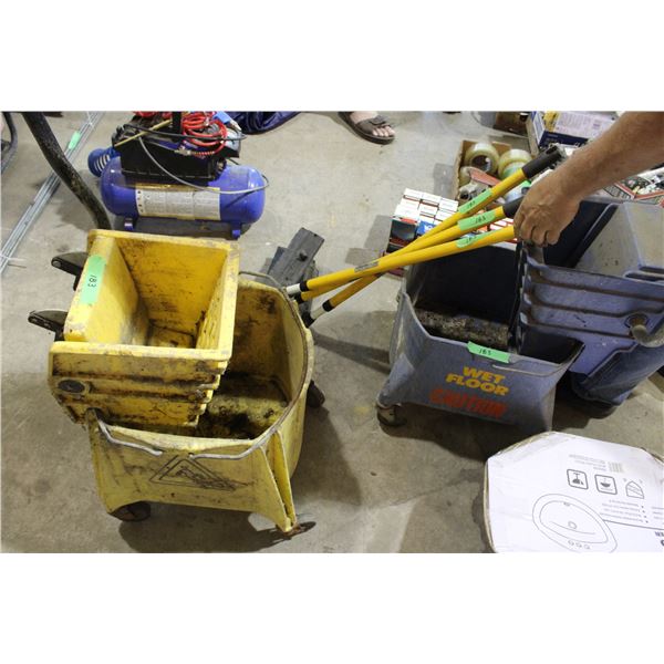 Shop Mop Floor Pails Plus Squeegees, Scrubbers