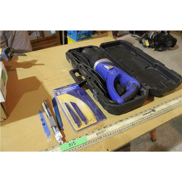 Powersmith 9.5 Amp Reciprocating Saw in Cage with Blades