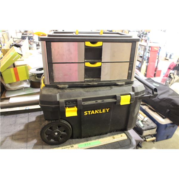 2 Storage Boxes (1 Is Stanley with Wheels)