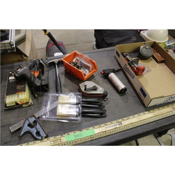 Glue Gun, Chalk Line, Level, Misc