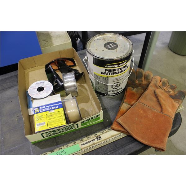 Welding Wire, Welding Gloves, Rust Paint Plus Misc