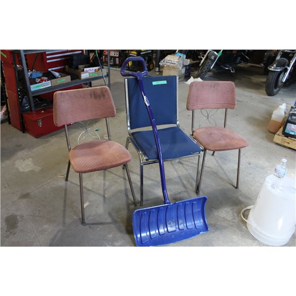 (3) Chairs and Snow Shovel