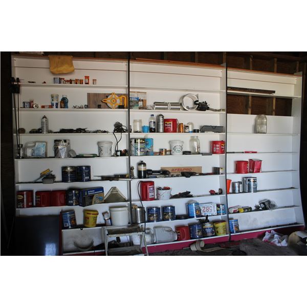 Shelving Unit 3 Section with Content (Will Need to be Disassembled)