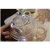Image 5 : Vintage Depression Pink Glass Pitcher Bowl, Cups and Bowls 10 Piece