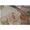 Image 3 : Vintage Depression Pink Glass Pitcher, Tray and Cups