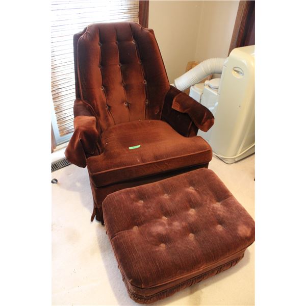 Brown Chair with Ottoman