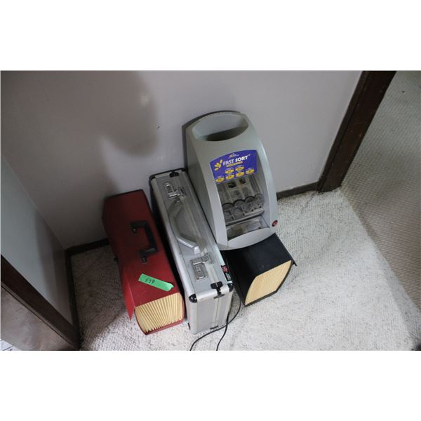 2 File Folders Fast Sorter for Coins Grey Hard Case