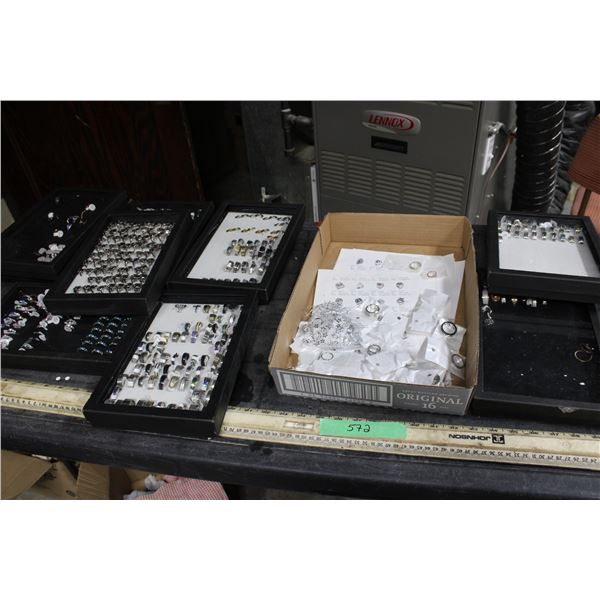 Jewelry Rings in Display Cases