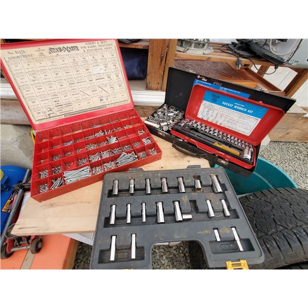 852 --  Lot of Automotive Socket Sets & Screws & nuts