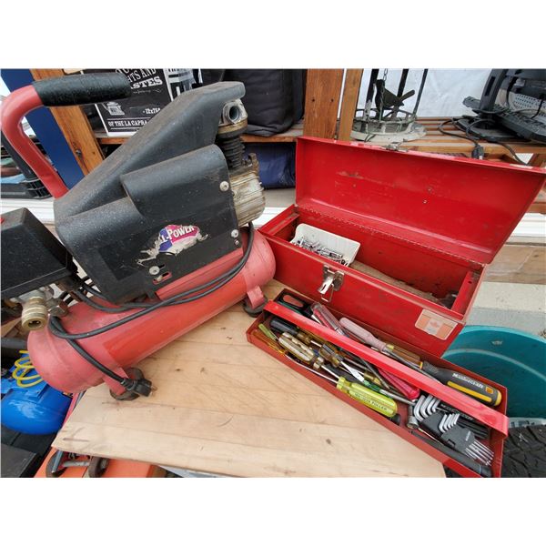853 --  Small Air Compressor & Tools Box