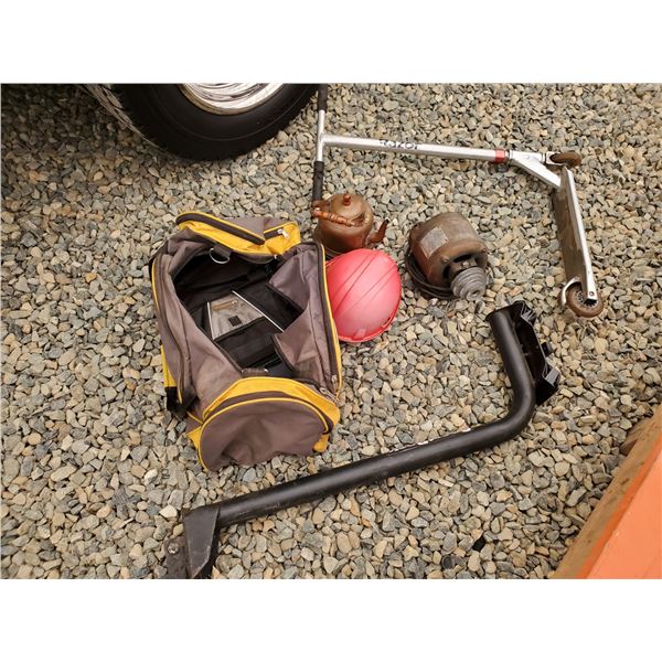 863 --  Misc Lot Bike Rack, Tea Pot, Bags, & more