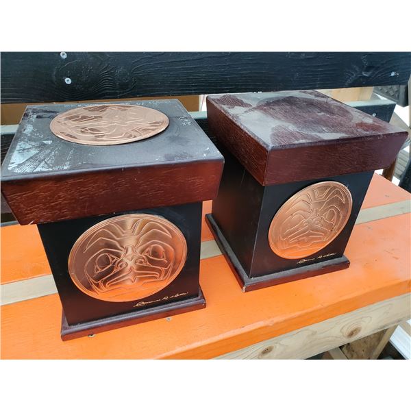 867 --  2 Wooden Boxes with Native Motif