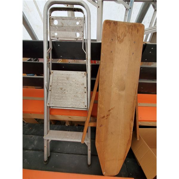 890 --  Vintage Ironing board & Small Latter
