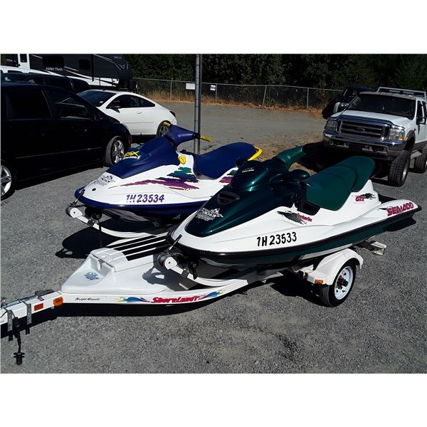 0ZNOONA -- 1996 SEA-DOO GSX BOMBARDIER, 1996 SEA-DOO GTX BOMBARDIER, 1996 SHORELANDER DOUBLE TRAILER