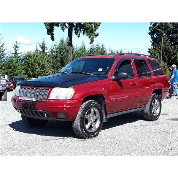 J6 --  2002 JEEP GRAND CHEROKEE OVERLAND 4X4  , Red , 206234  KM's