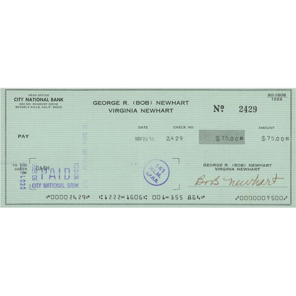 Bob Newhart signed check