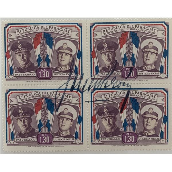 Juan Domingo "Evita" Peron signed stamps- RARE