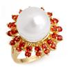 Image 1 : RING 1.5ctw ACA CERTIFIED RED SAPPHIRE & 11-12mm PEARL