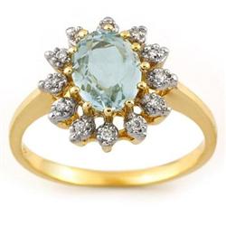 FINE 1.62ctw ACA Certified DIAMOND & AQUAMARINE RING