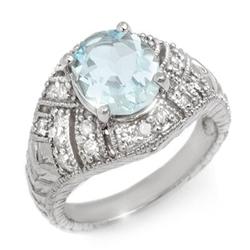 VINTAGE 3.60ctw ACA Certified DIAMOND & AQUAMARINE RING