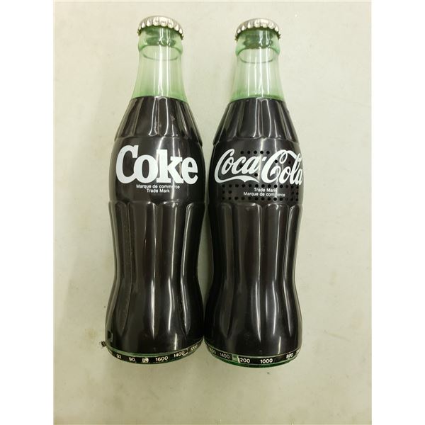 TWO COCA COLA AM/FM BOTTLE RADIOS