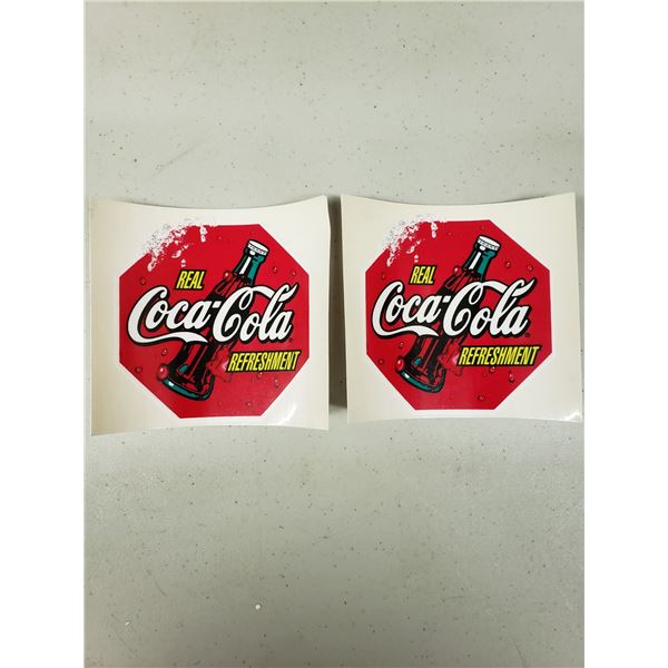 TWO MEDIUM COCA COLA WINDOW STICKERS