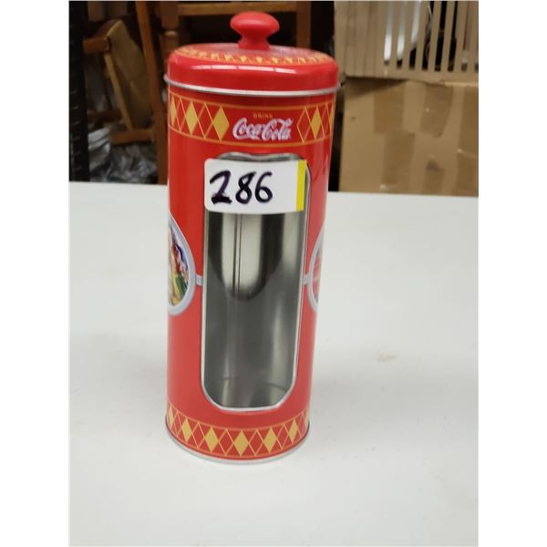 COCA COLA ROUND TIN WITH WINDOW