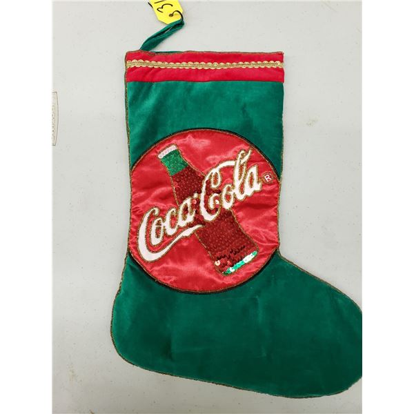 COCA COLA STOCKING SEQUIN BOTTLE . GREEN