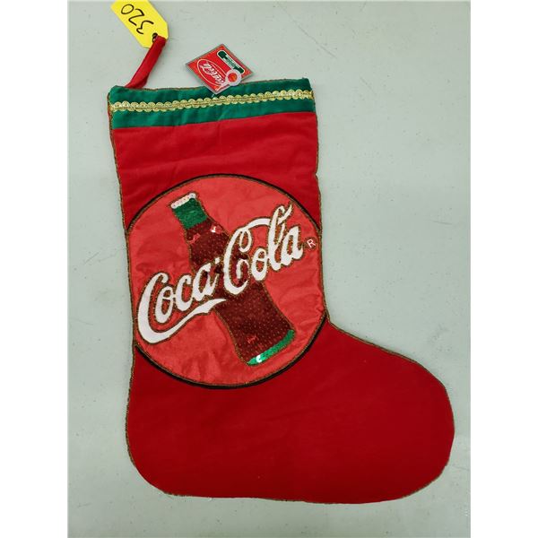 COCA COLA STOCKING SEQUIN BOTTLE . RED