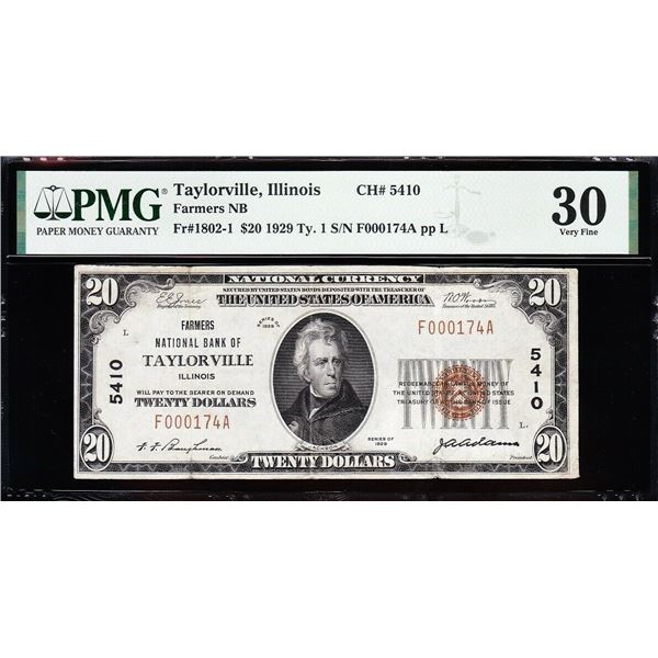 1929 $20 Taylorville IL National PMG 30