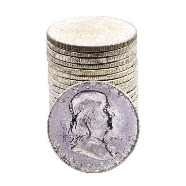 Roll of (20) Brilliant Uncirculated 1963 Franklin Half Dollar Coins