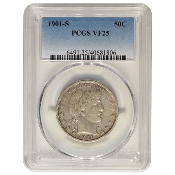 1901-S Barber Half Dollar PCGS VF25