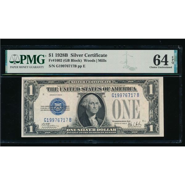 1928B $1 Silver Certificate PMG 64EPQ