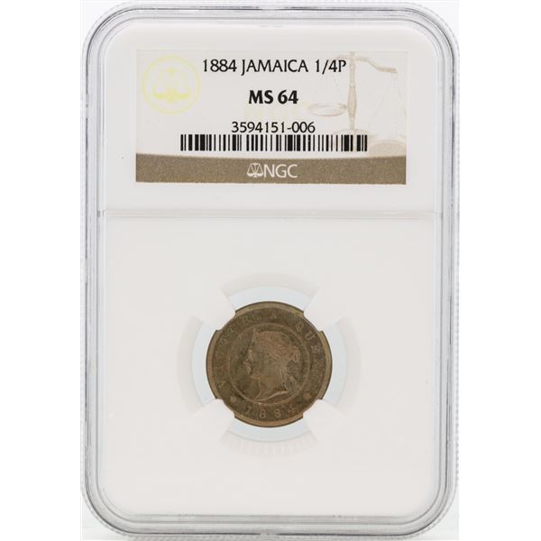 1884 Jamaica 1/4 Penny Coin NGC MS64