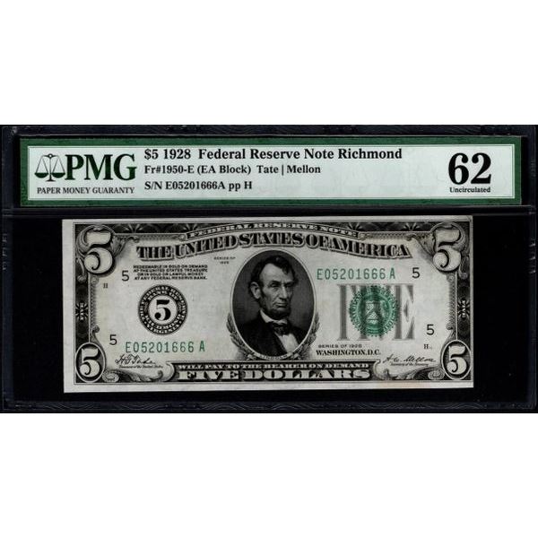 1928 $5 Richmond FRN PMG 62