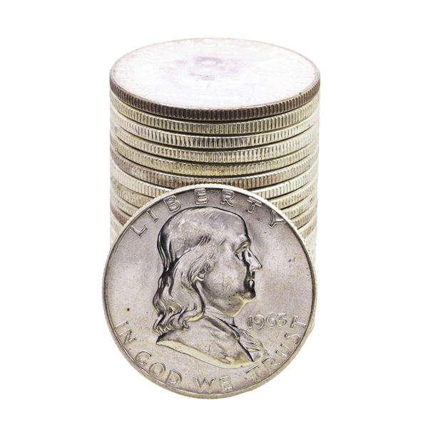 Roll of (20) Brilliant Uncirculated 1963 Franklin Half Dollar Coins