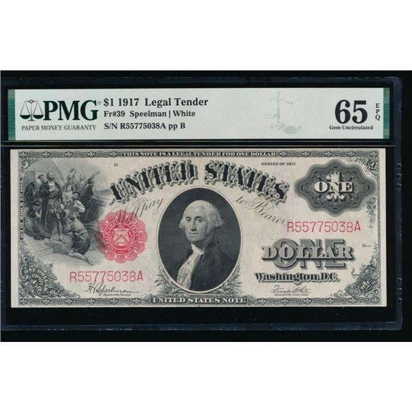 1917 $1 Legal Tender Note PMG 65EPQ