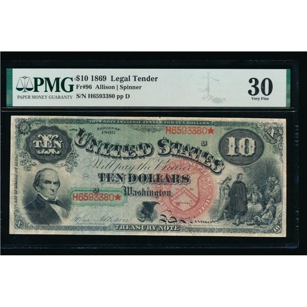 1869 $10 Legal Tender Note PMG 30