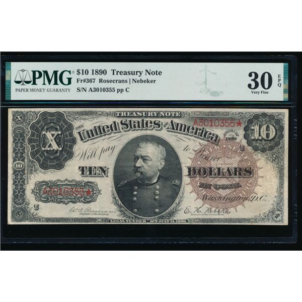 1890 $10 Treasury Note PMG 30EPQ