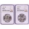Image 1 : Lot of (2) 1956 Franklin Half Dollar Coins NGC MS64