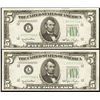 Image 1 : 1950 $5 Consecutive San Francisco Federal Reserve Notes
